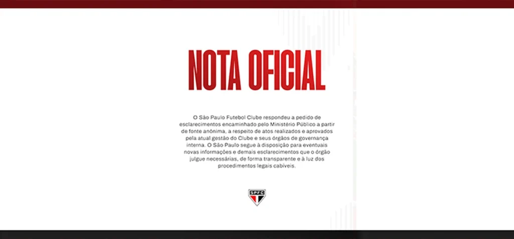 Bastidores: Ministério Público aciona São Paulo, que responde em nota oficial | Blog São Paulo Sempre